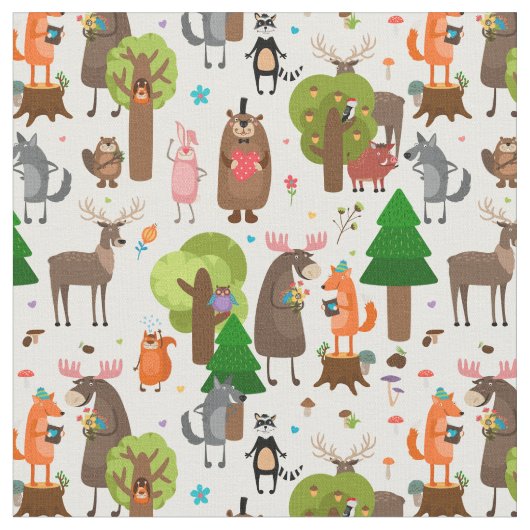 Tissu Cute Forest Animals Fabric (Fermer)