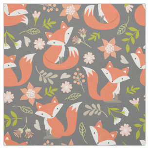 Tissu Cute Fox et Rustic Floral Fabric