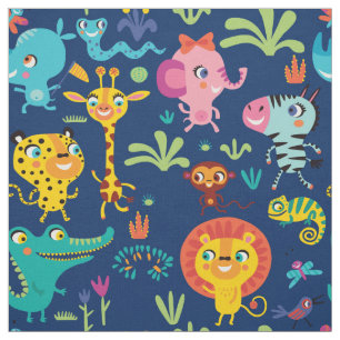 Tissu Cute Funny African Safari Animaux Nursery
