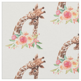 Tissu Cute Giraffe Aquarelle Maman & Bébé