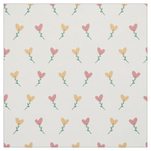 Tissu Cute Girly Pastel Peach Heart Flower Motif