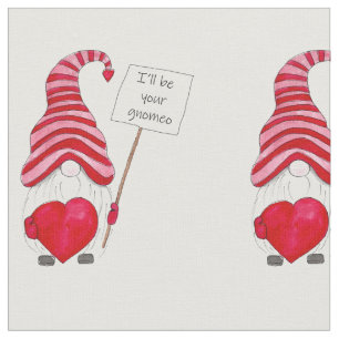 Tissu Cute Gnome Love Valentine