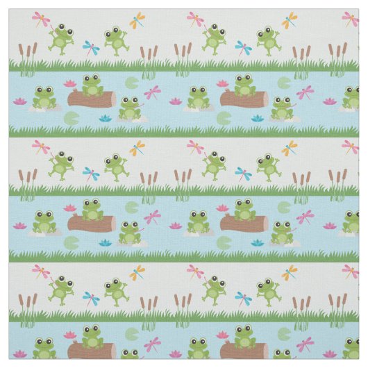 Tissu Cute grenouilles en étang (Échantillon)