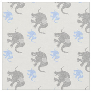 Tissu Cute Grey and Pastel Blue Baby Elephants Motif