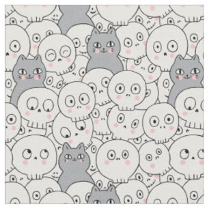 Tissu Cute Halloween Chat et Motif squelette
