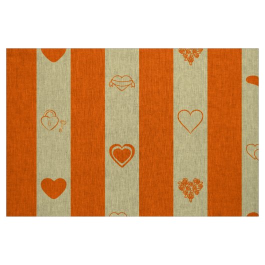 Tissu Cute Heart Modern Orange Stripe (Fat Quarter)