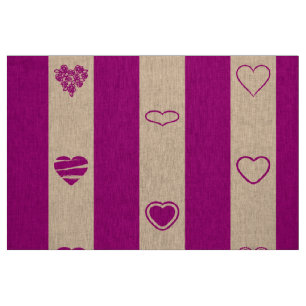 Tissu Cute Heart Modern Royal Fuchsia Stripe