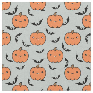 Tissu Cute Jack-O-Lantern Citrouilles et Motif des chauv