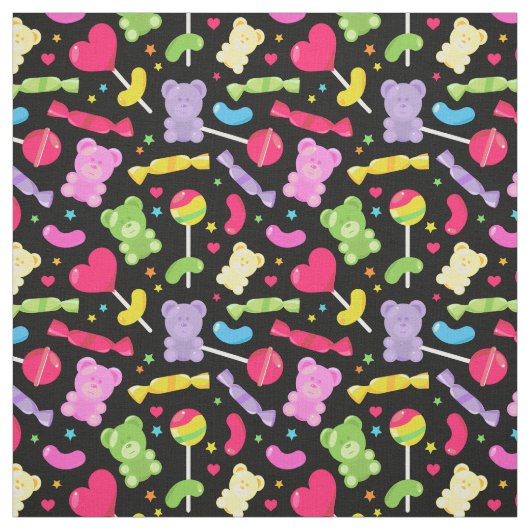 Tissu Cute Kawaii Candy Lollipops Motif (Échantillon)