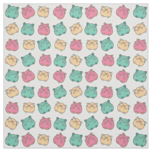 Tissu Cute Kawaii Hamsters Jaune, Rose, Vert