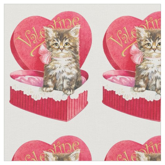 Tissu Cute kitten valentine (Fermer)