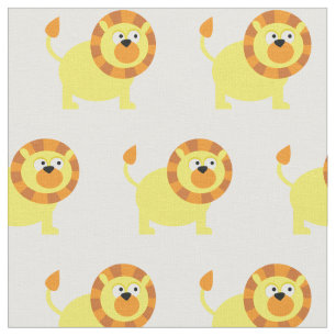 Tissu Cute Lion Kid Baby Nursery White Big Cat