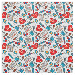 Tissu Cute Médicale Nurse Doctor thème Motif mixte