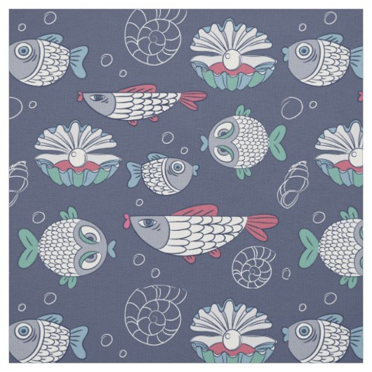 Tissu Cute Motif de poisson (Échantillon)