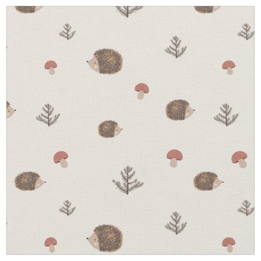 Tissu Cute Motif forestier de Hérisson et Champignons (Fermer)