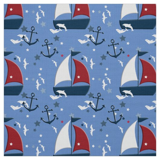Tissu Cute Motif Nautique (Échantillon)