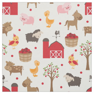 Tissu Cute Nursery Grange et animaux de ferme