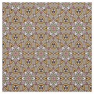 Tissu Cute ocre Jaune Brown Mosaïque rose Motif