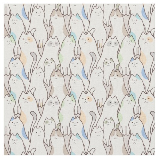 Tissu Cute Pastel Motif de chat (Fermer)