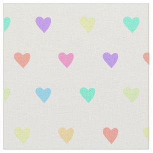 Tissu Cute Pastel Rainbow Hearts Motif