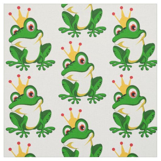 Tissu Cute Princess Frog. La Couronne.Vert (Échantillon)