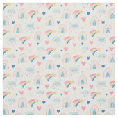 Tissu Cute Rainbow Hearts & Clouds Motif (Échantillon)