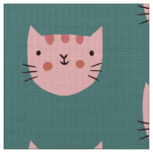 Tissu Cute rose Chat Motif vert (Fermer)