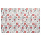 Tissu Cute Rouge et Gris Bois Animaux Chamework (Yard)