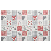 Tissu Cute Rouge et Gris Bois Animaux Chamework (Fat Quarter)