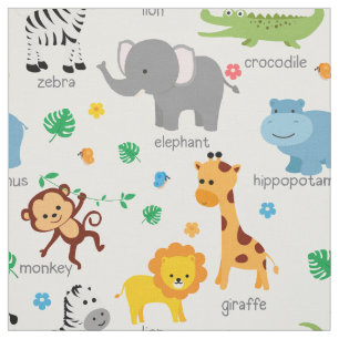 Tissu Cute Safari Animaux Nursery Fabric