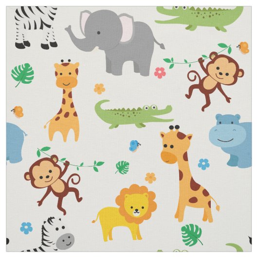 Tissu Cute Safari Animaux Nursery Fabric (Échantillon)