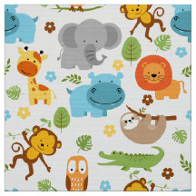 Cute Safari Animaux Nursery Fabric