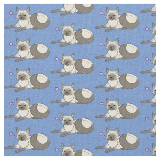 Tissu Cute Siamese Cat Fabric (Fermer)
