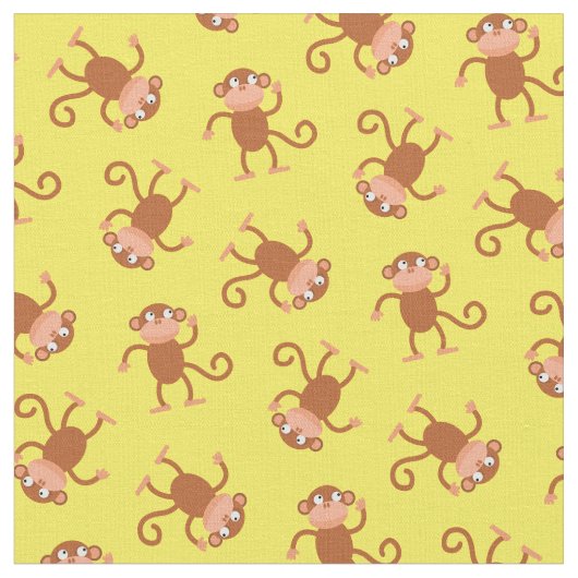 Tissu Cute Singe Enfants Bébé Nursery Jaune (Fermer)