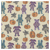 Tissu Cute Skeleton Animaux et Halloween Citrouille (Fermer)