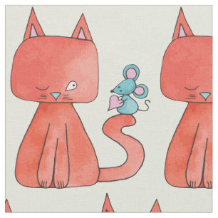 Tissu Cute Souris Aime Kitty Chat
