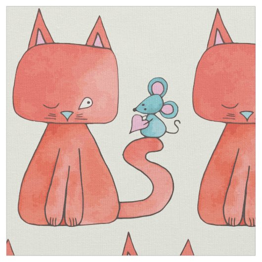 Tissu Cute Souris Aime Kitty Chat (Fermer)