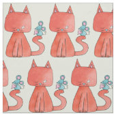 Tissu Cute Souris Aime Kitty Chat (Échantillon)