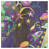Tissu Cute Space Alien Floral SciFi Damask (Fermer)
