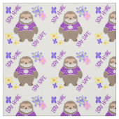 Tissu Cute Stay Safe Stay Home Sloth Fun Graphic (Échantillon)
