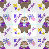 Tissu Cute Stay Safe Stay Home Sloth Fun Graphic (Carreau)