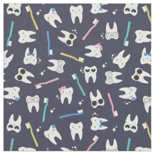Tissu Cute Teeth Toothbrush Pediatric Dentistra Navy