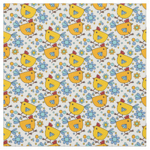 Tissu Cute tendance moderne poulet et fleur coloré