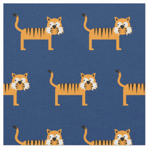 Tissu Cute Tiger bébé bébé Nursery Marine Blue Cat