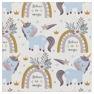Tissu Cute Unicorn croit au Motif magique