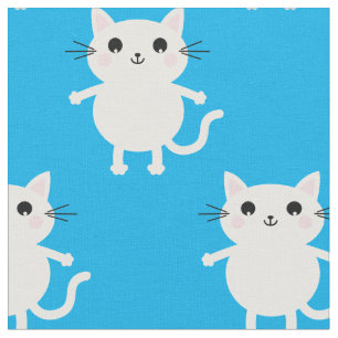 Tissu Cute White Cartoon Chats Baby Nursery Salle Enfant