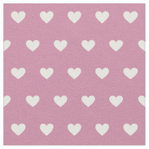 Tissu Cute White Hearts Dot Motif Dusty Rose