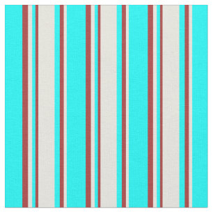 Tissu Cyan, beige et Motif Brown rayé