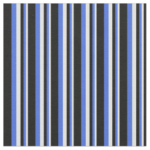 Tissu Cyan clair, Royal Blue et Black Lines