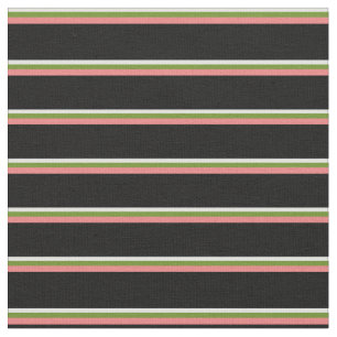 Tissu Cyan clair, vert, corail clair et Motif noir